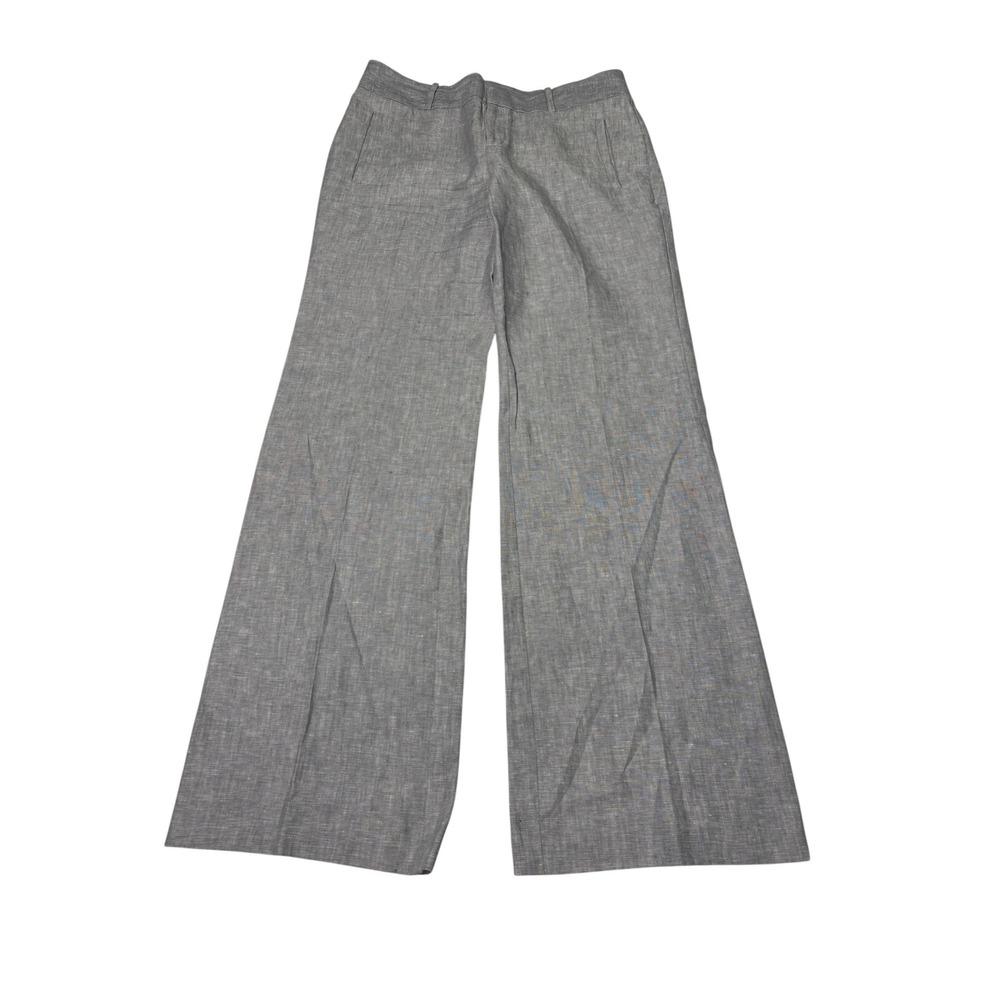 Banana Republic Martin Fit Grey 100% Linen Wide Trousers Pants Womens 8 W32 L33‎